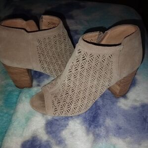 Antonio Melanie Tan Peep-Toe Ankle Boots